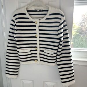English Factory Black Stripe Cardigan in Small